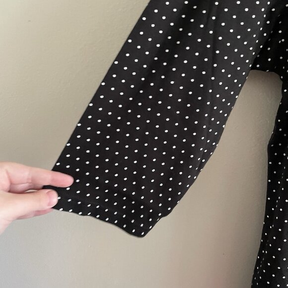 Quacker Factory Sz L Black Polka Dot Pearl Charm Keyhole 3/4 Sleeve T-Shirt NWOT - Picture 4 of 11
